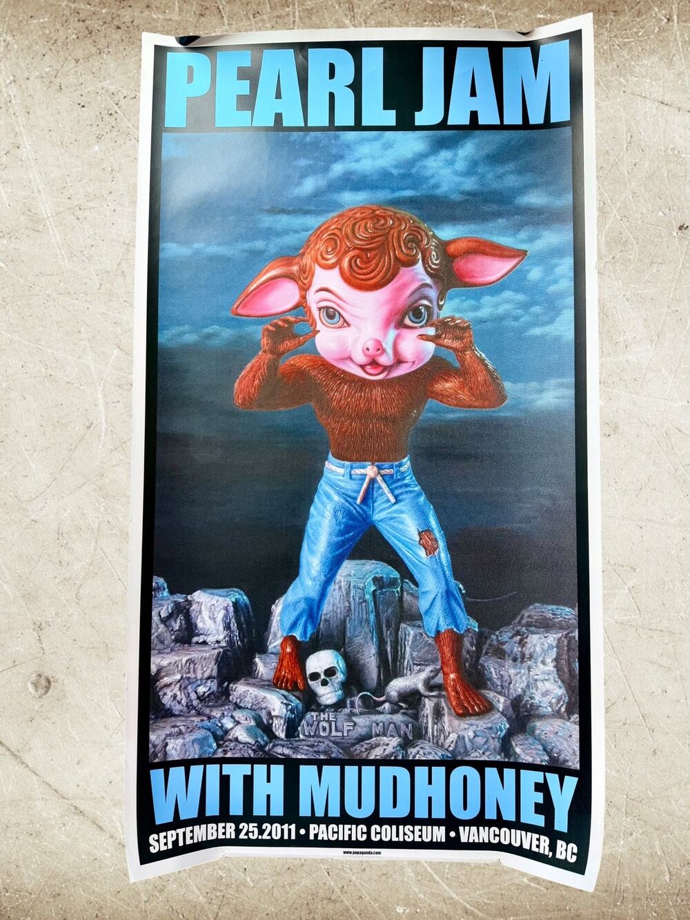 Pearl Jam Mudhoney 2011 Vancouver Poster Ron English Wolf Man Pacific Coliseum